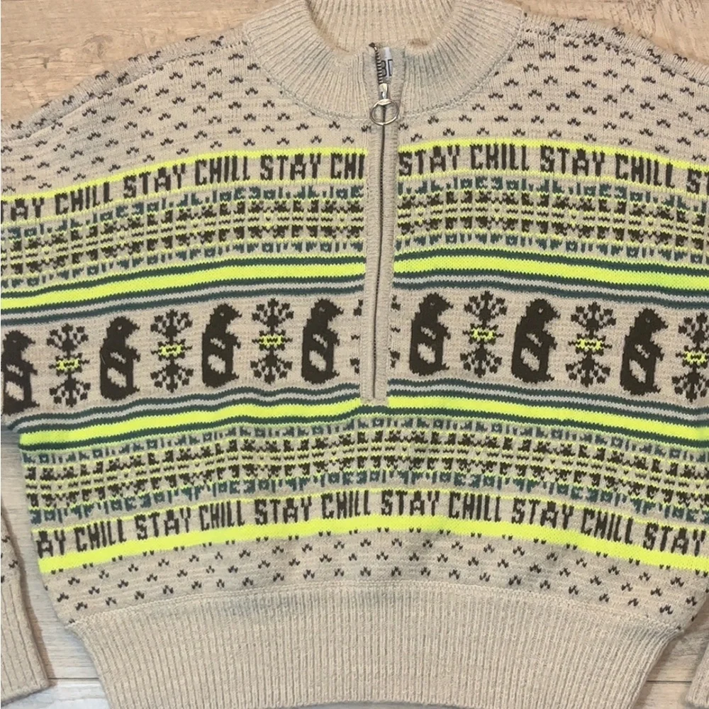 Urban Outfitters BDG Stay Chill Half Zip Cropped Sweater Size Medium - Picture 4 of 8